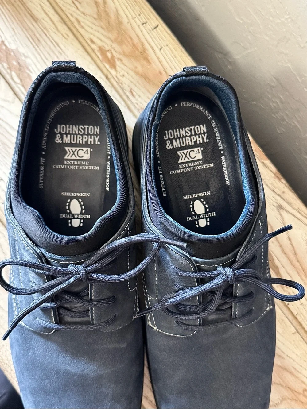 Johnston & Murphy Men's XC4 Elkins Plain Toe Navy Nubuck Oxfords Size 11